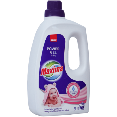 Detergent gel concentrat pentru rufe Sano Maxima Baby, 60 spalari, 3 litri